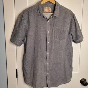 Original Jachs Mfg. Co. XL Men's Geometric Short Sleeve Button Down Blue Shirt
